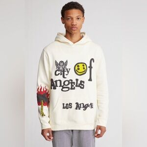 PACSUN City Of Angels Los Angeles Graphic Print Hoodie Sweatshirt SZ L Cream